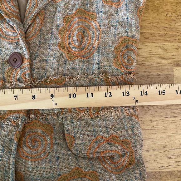 Pamela Brown Women's Textured Floral Jacket Blazer Collared‎ Two Button Preppy - Picture 12 of 15